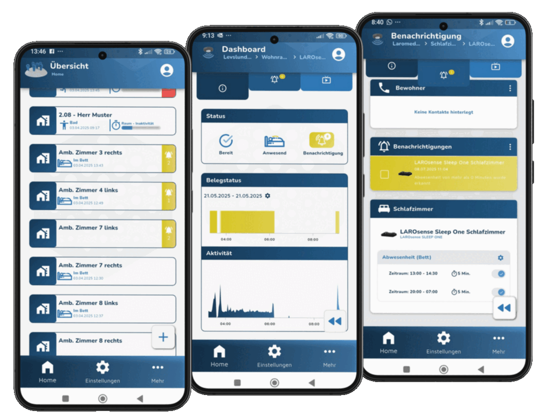 LAROMED App – Übersicht, Dashboard und Benachrichtigungen